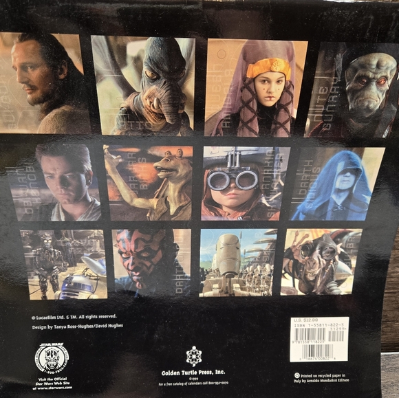 2000 Star Wars Episode 1  Wall Calendar- 12"x12"Collectable Characters - Picture 2 of 2